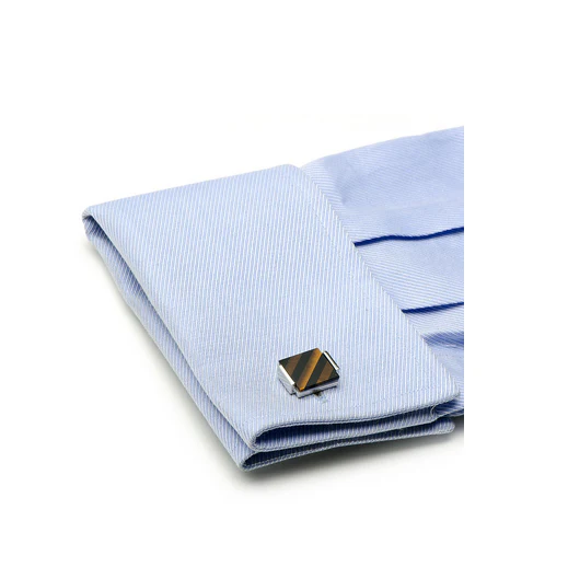 Men’s Cufflinks- Silver Plated with Floating Tigers Eye & Onyx - Image 4