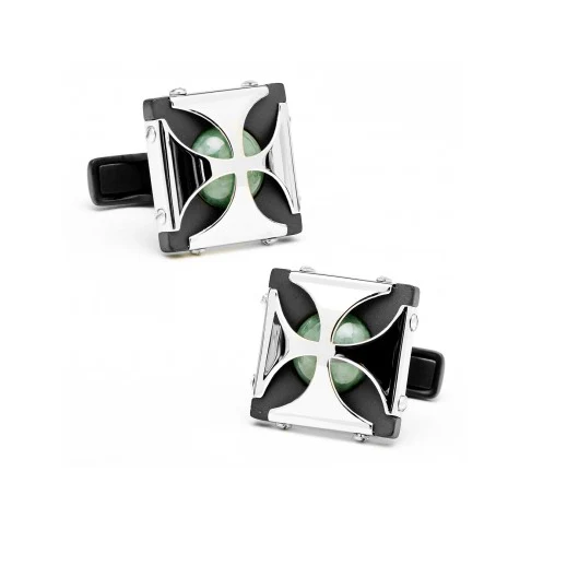 Men’s Cufflinks- Silver Plated with Jade Caged Stones - Image 3