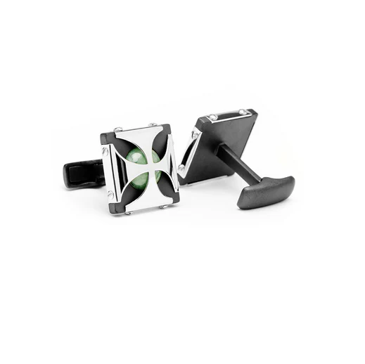 Men’s Cufflinks- Silver Plated with Jade Caged Stones - Image 4