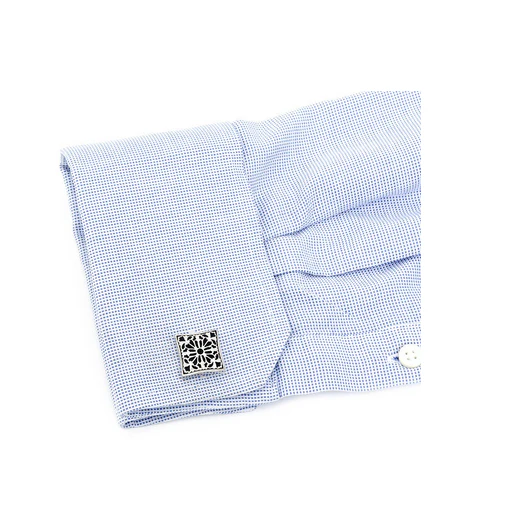 Men’s Cufflinks- Square Filigree with Onyx Design - Image 4