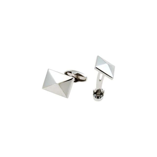 Men’s Cufflinks- Stainless Steel 3D Quad Pyramid Design - Image 2