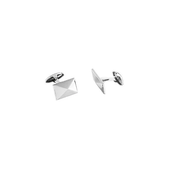 Men’s Cufflinks- Stainless Steel 3D Quad Pyramid Design - Image 3