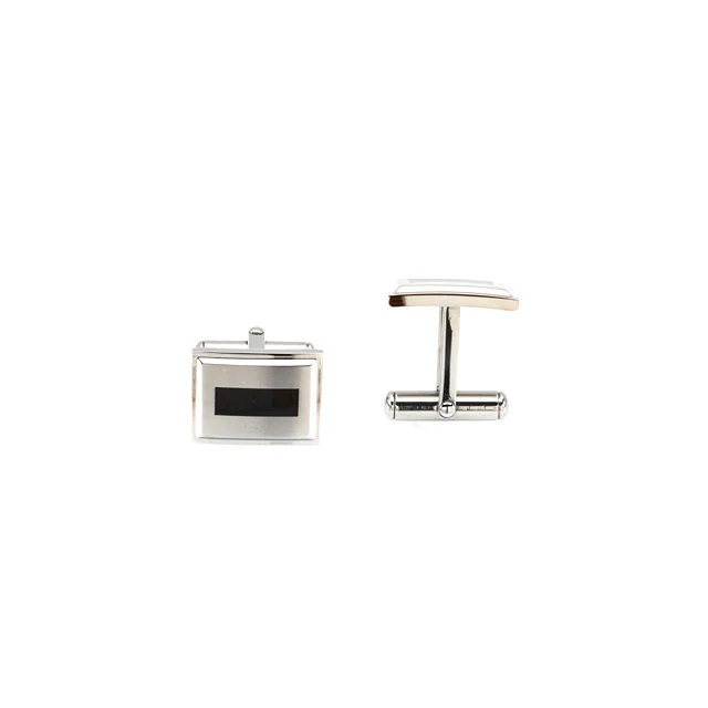 Men’s Cufflinks- Stainless Steel & Black Enamel - Image 3