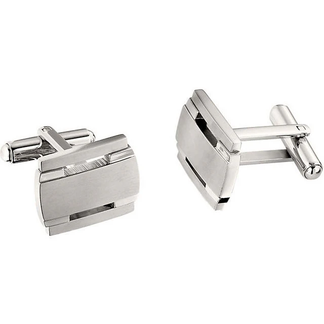 Men’s Cufflinks- Stainless Steel Classic Rectangular Design - Image 2