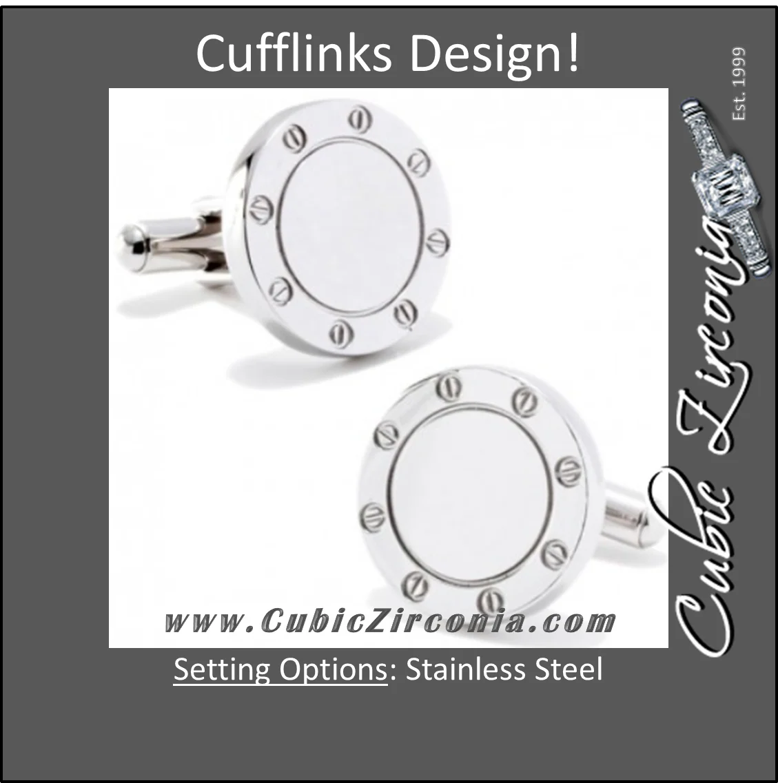 Men’s Cufflinks- Stainless Steel Engravable Bolted Design