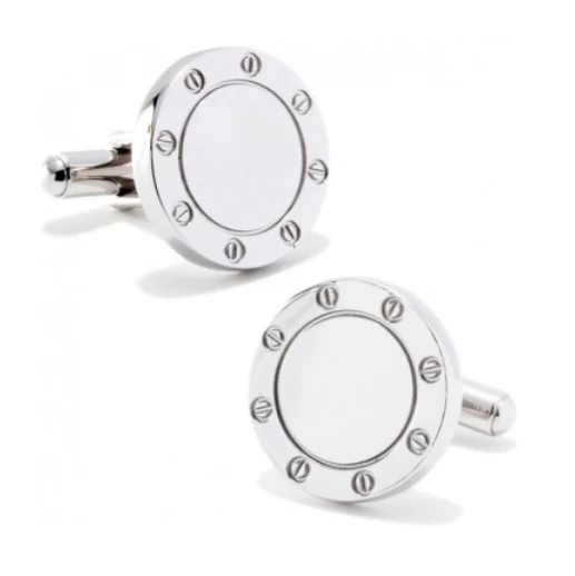 Men’s Cufflinks- Stainless Steel Engravable Bolted Design - Image 3