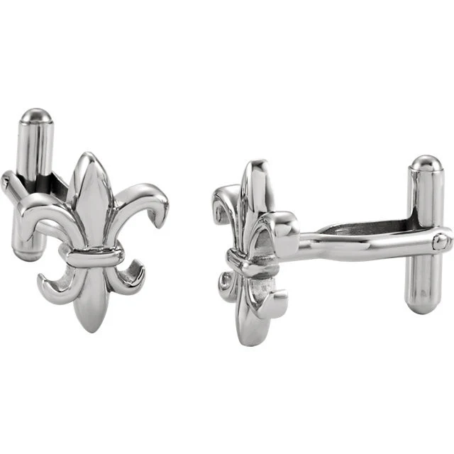Men’s Cufflinks- Stainless Steel Fleur-de-Lis Symbols - Image 2