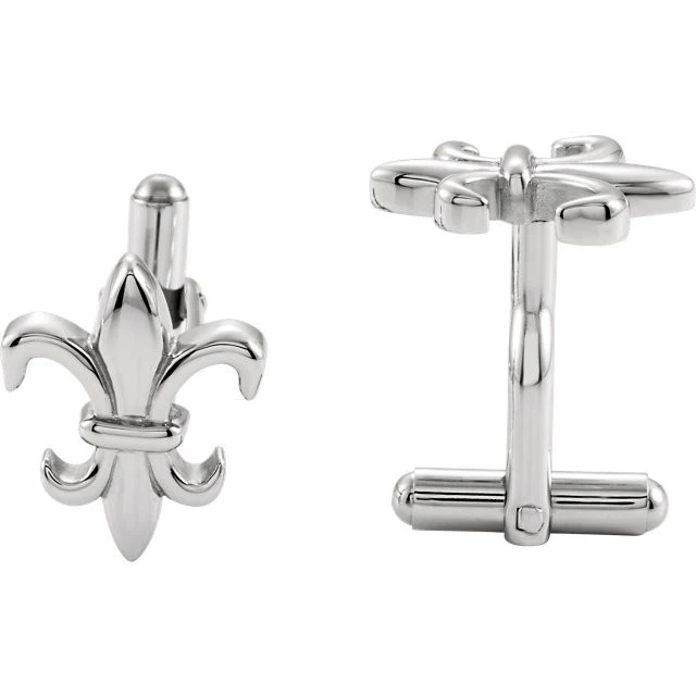 Men’s Cufflinks- Stainless Steel Fleur-de-Lis Symbols - Image 3