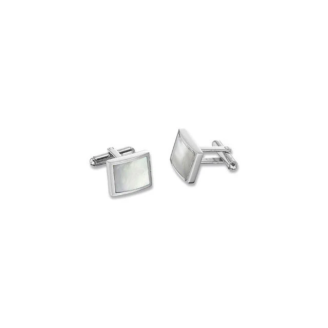 Men’s Cufflinks- Stainless Steel Inlaid with Mother of Pearl - Image 2