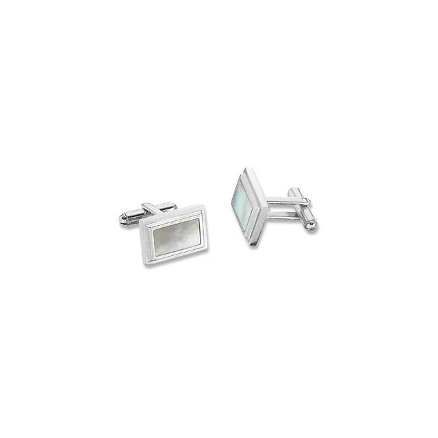 Men’s Cufflinks- Stainless Steel Inlaid with Mother of Pearl - Image 2