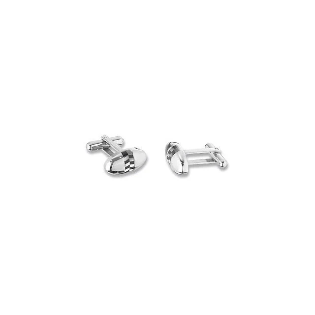 Men’s Cufflinks- Stainless Steel Oval with Multi Color Abalone Setting - Image 2