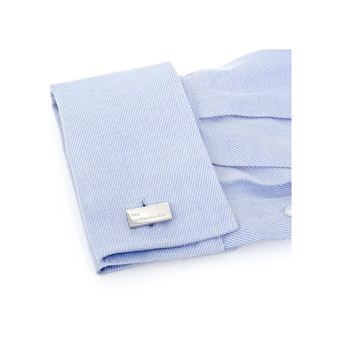 Men’s Cufflinks- Stainless Steel Rectangles with "Bad Mother F'er" Engraving - Image 4
