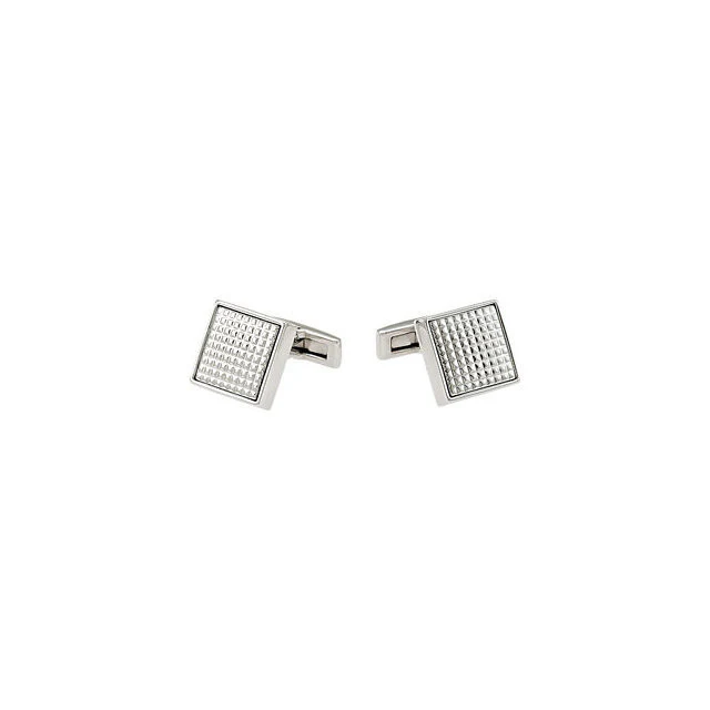 Men’s Cufflinks- Stainless Steel Textured Pebble Square Design - Image 2