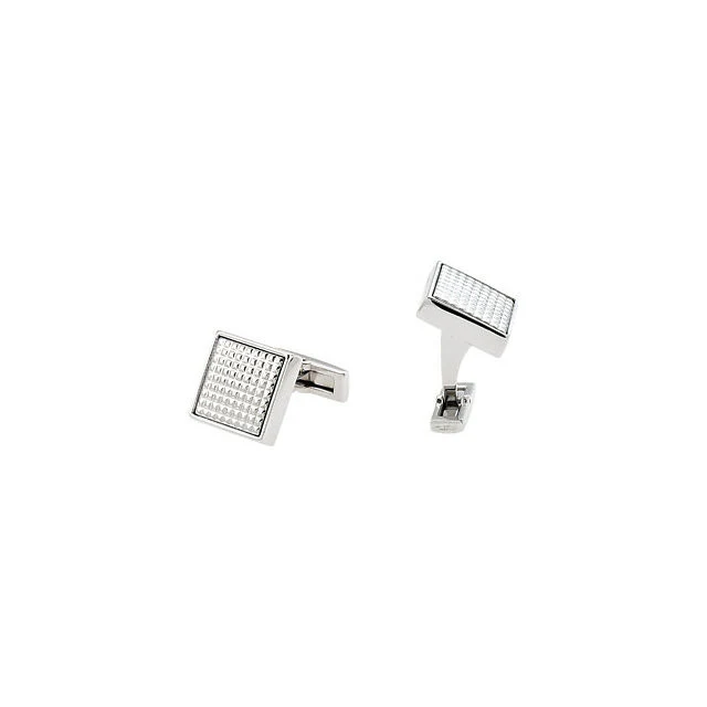 Men’s Cufflinks- Stainless Steel Textured Pebble Square Design - Image 3