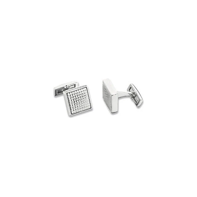 Men’s Cufflinks- Stainless Steel Textured Pebble Square Design - Image 4