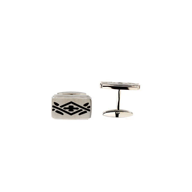 Men’s Cufflinks- Stainless Steel with Black Ion Plate Inserts - Image 3