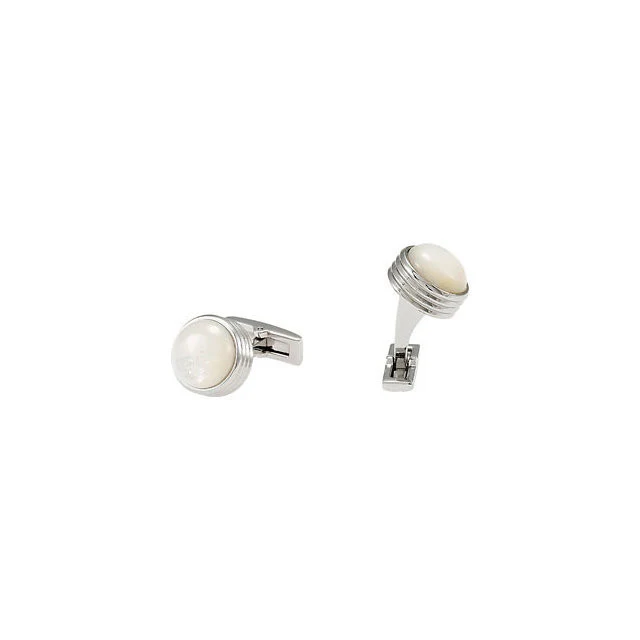 Men’s Cufflinks- Stainless Steel with Mother of Pearl - Image 2