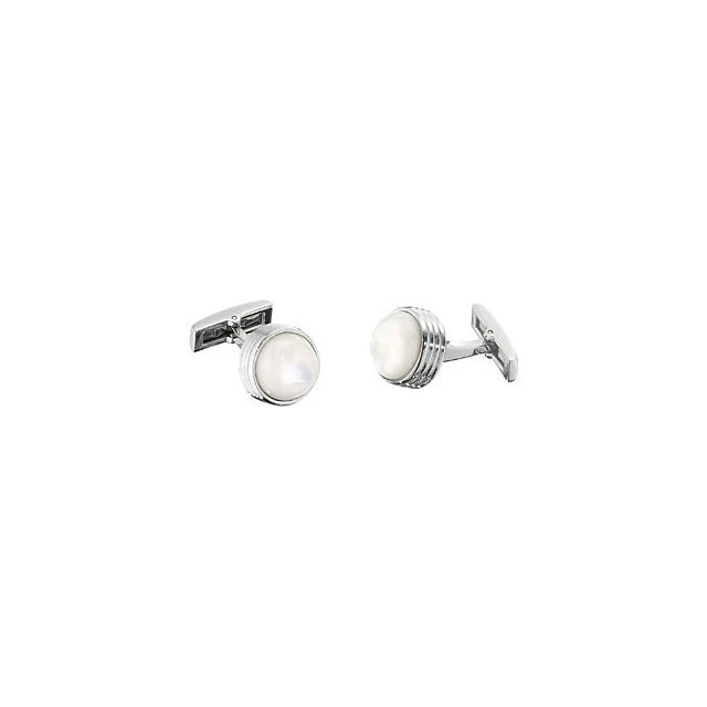 Men’s Cufflinks- Stainless Steel with Mother of Pearl - Image 3