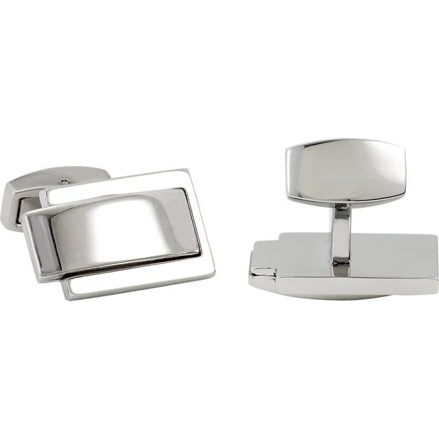 Men’s Cufflinks- Stainless Steel with Raised 3D Center - Image 2