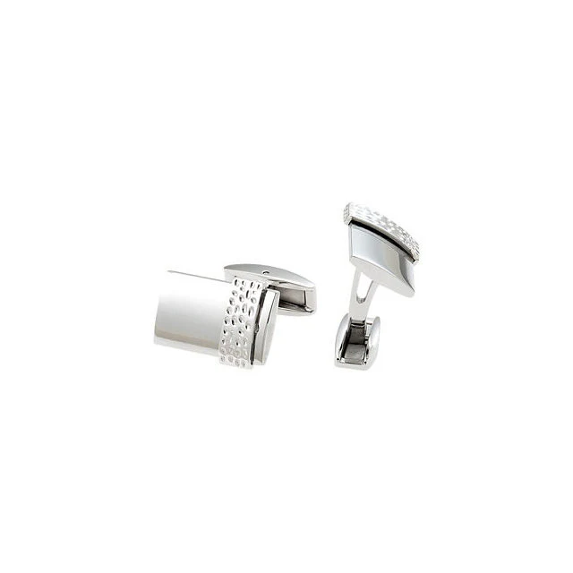 Men’s Cufflinks- Stainless Steel with Sterling Silver Inlay - Image 2