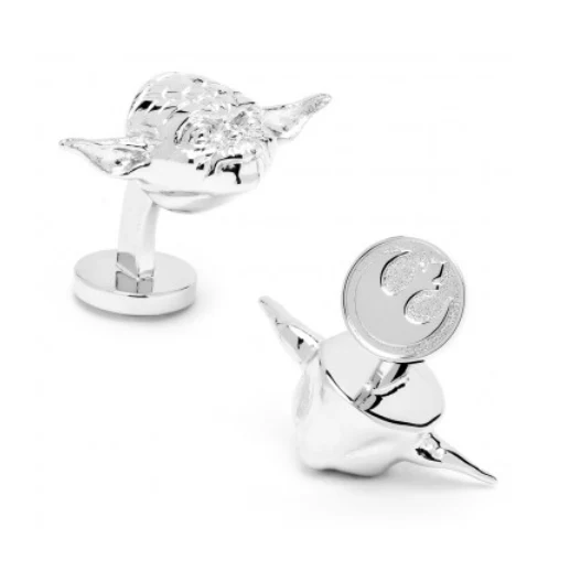 Men’s Cufflinks- 3D Palladium Plated Yoda Head (Licensed Star Wars ®) - Image 2