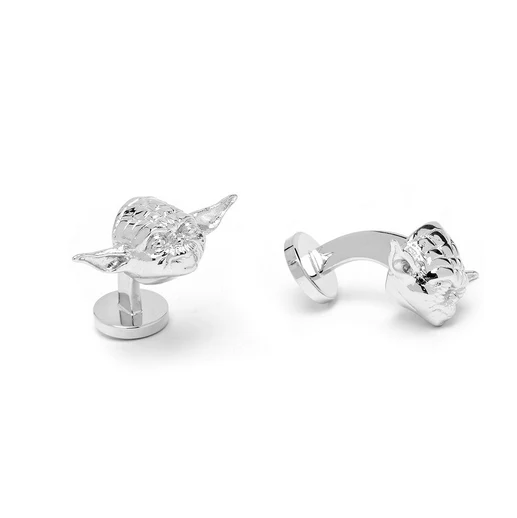Men’s Cufflinks- 3D Palladium Plated Yoda Head (Licensed Star Wars ®) - Image 3