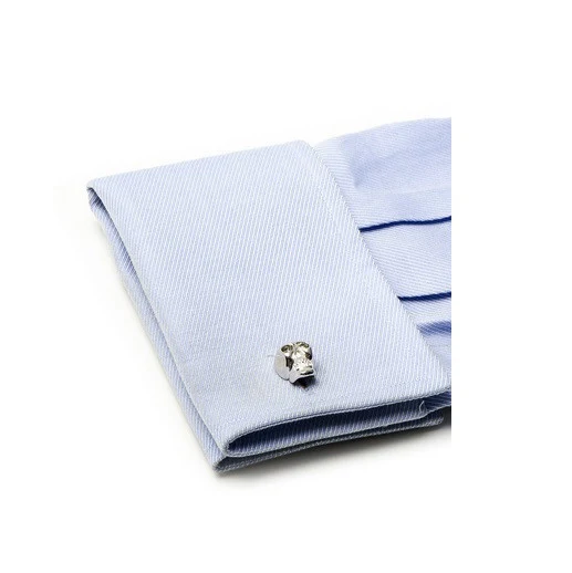 Men’s Cufflinks- Sterling Silver Brilliant Eye Skull (set with black CZs for eyes) - Image 5