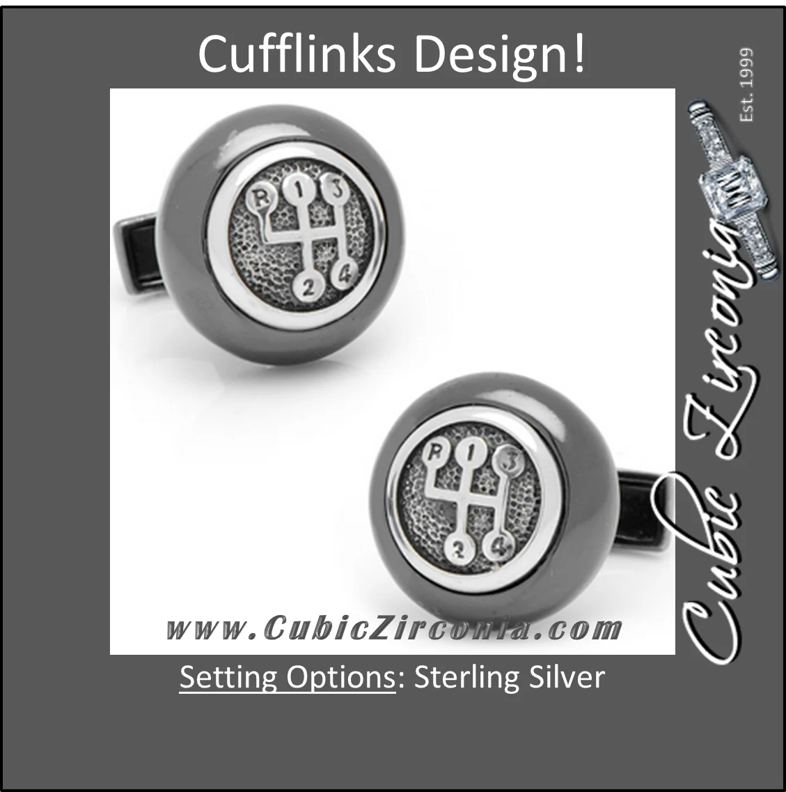 Men’s Cufflinks- Sterling Gear Shifters for Car Racing Fans