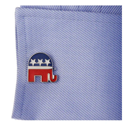 Men’s Cufflinks- Sterling Silver Republican Elephants (Red/White/Blue Enamel) - Image 4