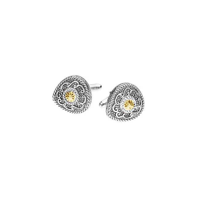 Men’s Cufflinks- Sterling Silver & 14K Yellow Gold Two-Tone - Image 2