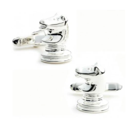 Men’s Cufflinks- Sterling Silver Chess Knights - Image 2