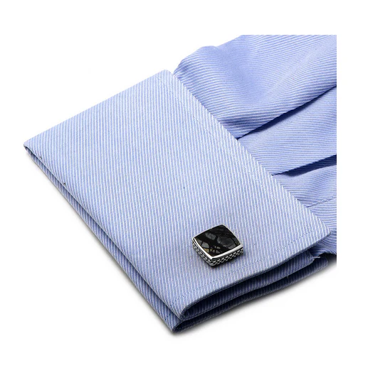 Men’s Cufflinks- Sterling Silver Classic with Scaled Picasso Stone - Image 5