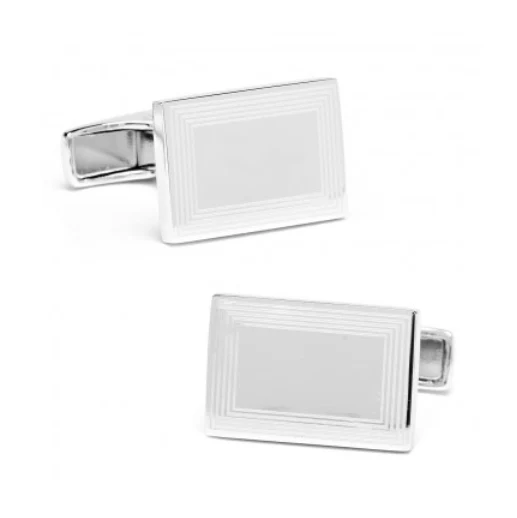 Men’s Cufflinks- Sterling Silver Engravable Etched Rectangles - Image 3