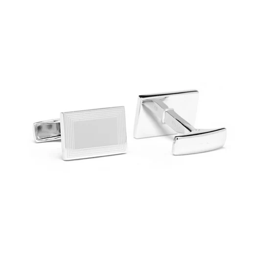 Men’s Cufflinks- Sterling Silver Engravable Etched Rectangles - Image 4