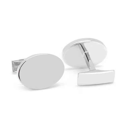 Men’s Cufflinks- Sterling Silver Engravable Infinity Edge Ovals - Image 4