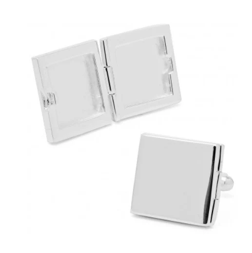Men’s Cufflinks- Sterling Silver Engravable Locket (Functional) - Image 3