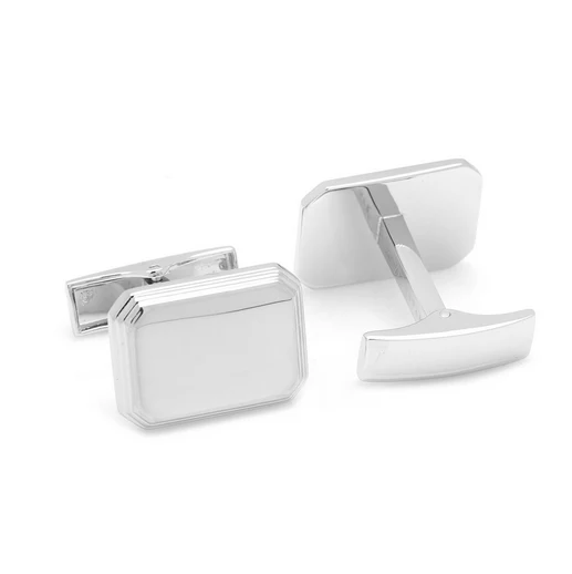 Men’s Cufflinks- Sterling Silver Engravable Rectangles with Ridged Border - Image 4