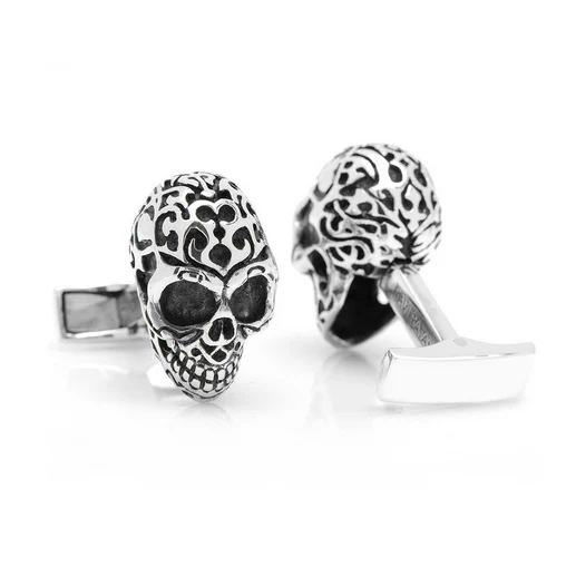 Men’s Cufflinks- Sterling Silver Fatale Skulls Design - Image 3