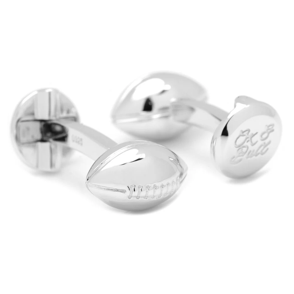 Men’s Cufflinks- Sterling Silver Footballs - Image 3