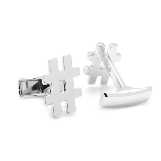 Men’s Cufflinks- Sterling Silver Hashtags - Image 3