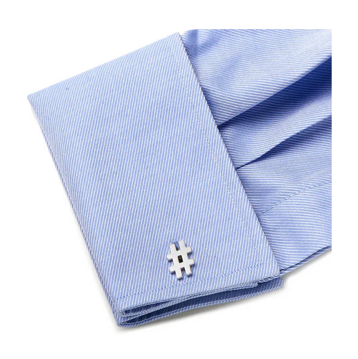Men’s Cufflinks- Sterling Silver Hashtags - Image 4