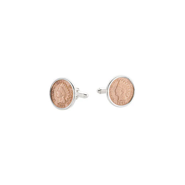 Men’s Cufflinks- Sterling Silver Indian Head Penny Coins - Image 2
