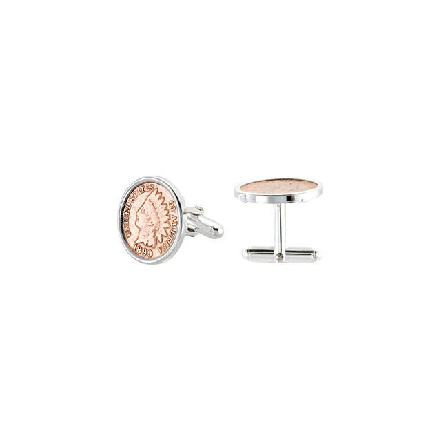 Men’s Cufflinks- Sterling Silver Indian Head Penny Coins - Image 3