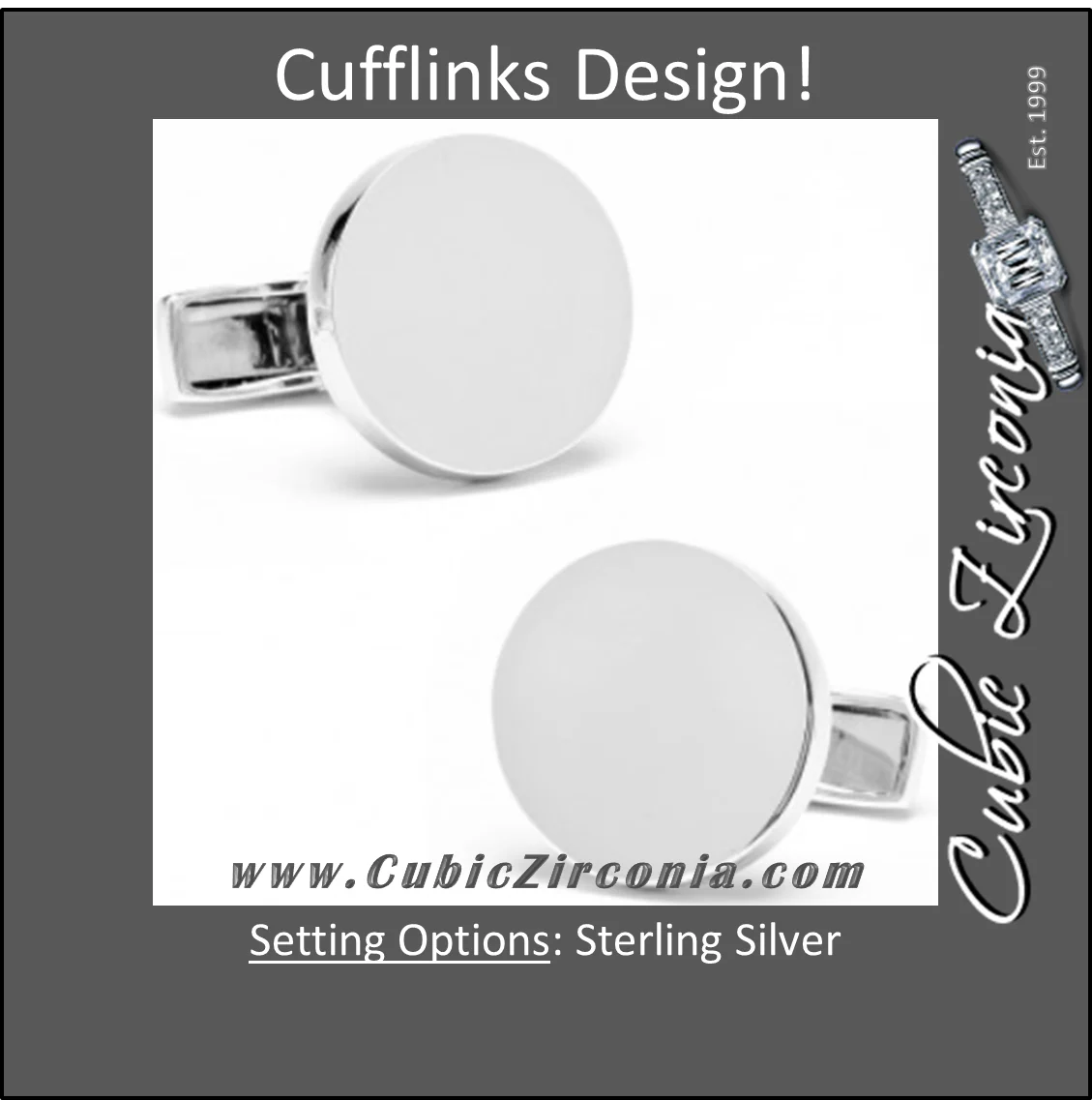 Men’s Cufflinks- Sterling Silver Infinity Edge Round Design