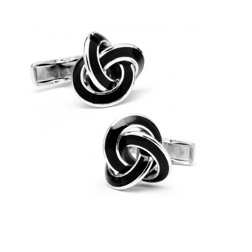 Men’s Cufflinks- Sterling Silver Love Knot with Striking Black Enamel - Image 3