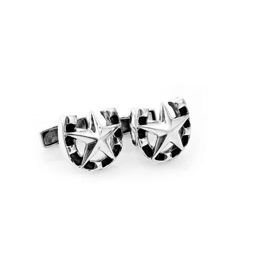 Men’s Cufflinks- Sterling Silver Lucky Star and Horseshoe Design - Image 3