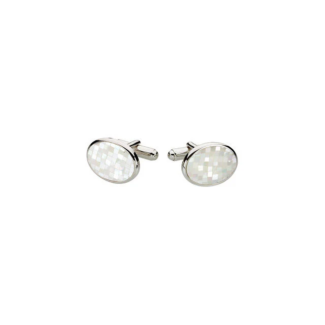 Men’s Cufflinks- Sterling Silver with Mother of Pearl - Image 2