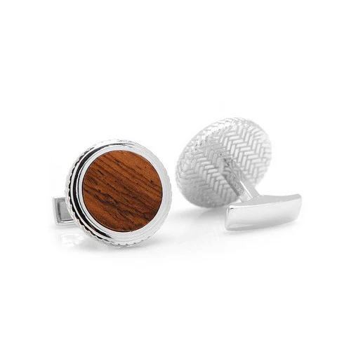 Men’s Cufflinks- Sterling Silver Opus Style Set with Honduran Rosewood - Image 3