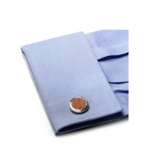 Men’s Cufflinks- Sterling Silver Opus Style Set with Honduran Rosewood - Image 4