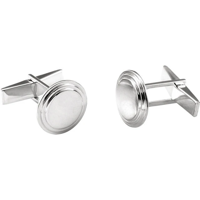 Men’s Cufflinks- Sterling Silver Posh Mommy® Engravable Round (Licensed) - Image 2